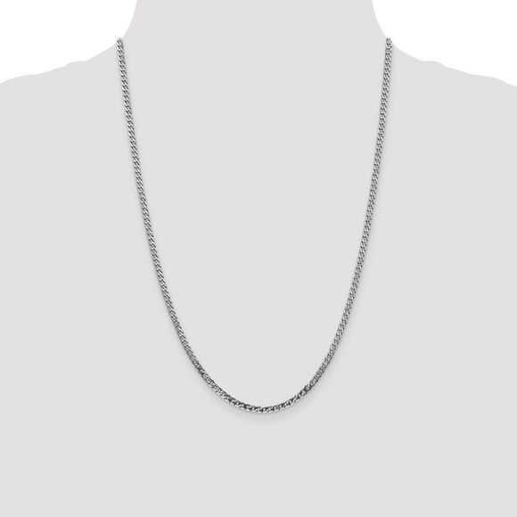 2.9mm, 14K White Gold, Solid Flat Beveled Curb Chain Necklace, 24 Inch - Picture 2 of 8